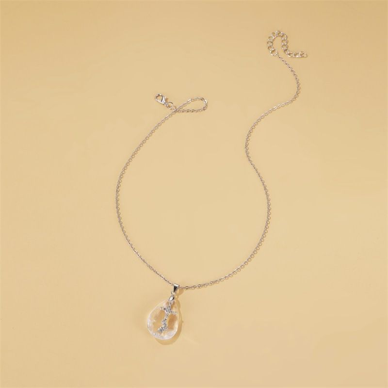 Collana con ciondolo a forma di croce di cristallo religioso Yuanjing, con scala celeste, tempestata di diamanti, per uomo e donna._voghion.com