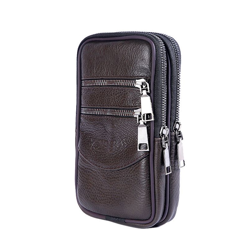Borsa per cellulare da 7 pollici in pelle di mucca per uomo che indossa una cintura, marsupio verticale multifunzione in pelle per cellulare, marsupio appeso_voghion.com