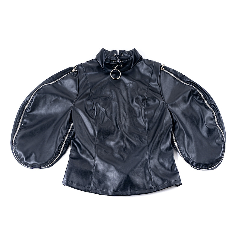 Skórzany kaftan bezpieczeństwa, podwójne wiązanie na ramię, torby na wiązanie, BDSM, niewolnica, odgrywanie ról, mumia, seksowna, biseksualna_voghion.com