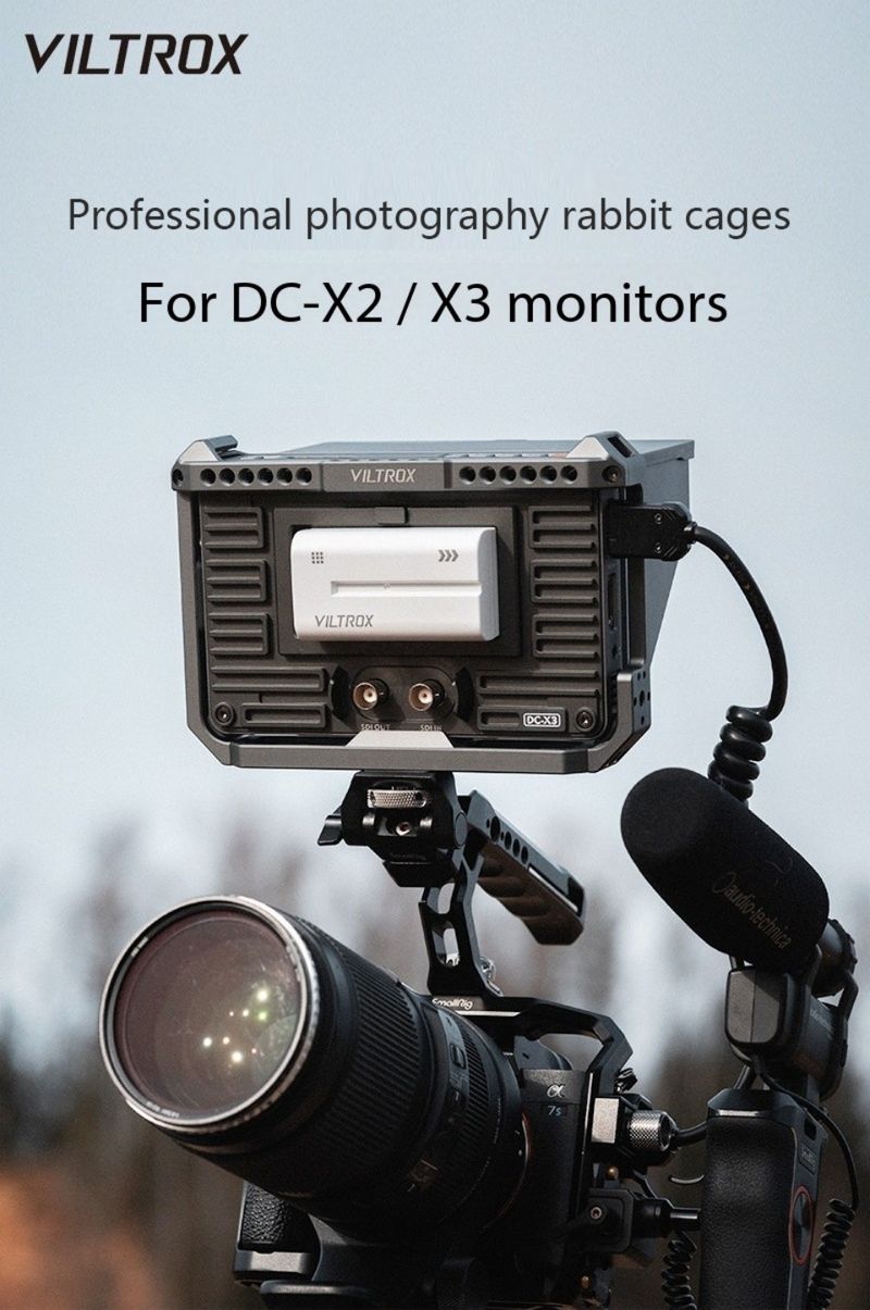 VILTROX Kamera-Rig-Cage DC-X2/DC-X3 Video-Feldmonitor mit 1/4-Zoll-Schraubenloch für Magic Arm, LED-Leuchten, Mikrofon_voghion.com