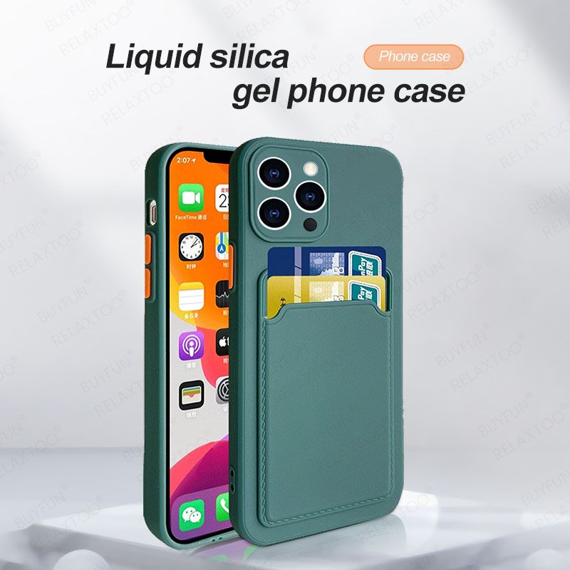 Luxus Card Holder Portemonnaie Case Fir iphone 12mini 12 pro max 11pro xr x xs max 8 7 plus se 2020 se2 12pro Liquid Silicone Cover_voghion.com