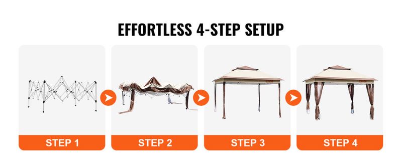 VEVOR Patio Gazebo, 11 x 11 FT Pop up Gazebo for 8-10 Person, with Mosquito Netting, Metal Frame, and PU Coated 250D Oxford Cloth, Outdoor Canopy Shel_voghion.com