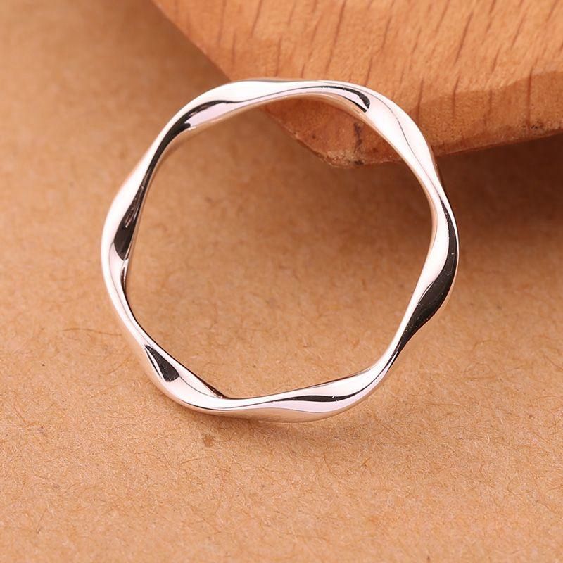 Mobius Pure Silver S999 Line New Versatile Simple Minimalist Style Index Finger Elegant Ring Plain Band_voghion.com