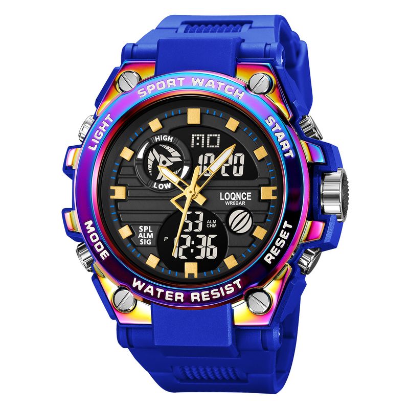 LOQNCE Nuovo prodotto Orologio elettronico impermeabile multifunzione a doppio display con quadrante grande per studenti maschi 98002_voghion.com