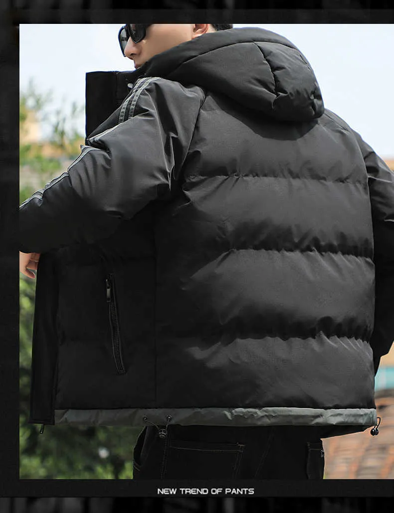 Herr Vinterjackor med huva för män Casual Jaquetas Nytt mode Man Tjockare Varm passform Parkas Winer dunjackor 4XL T221010_voghion.com