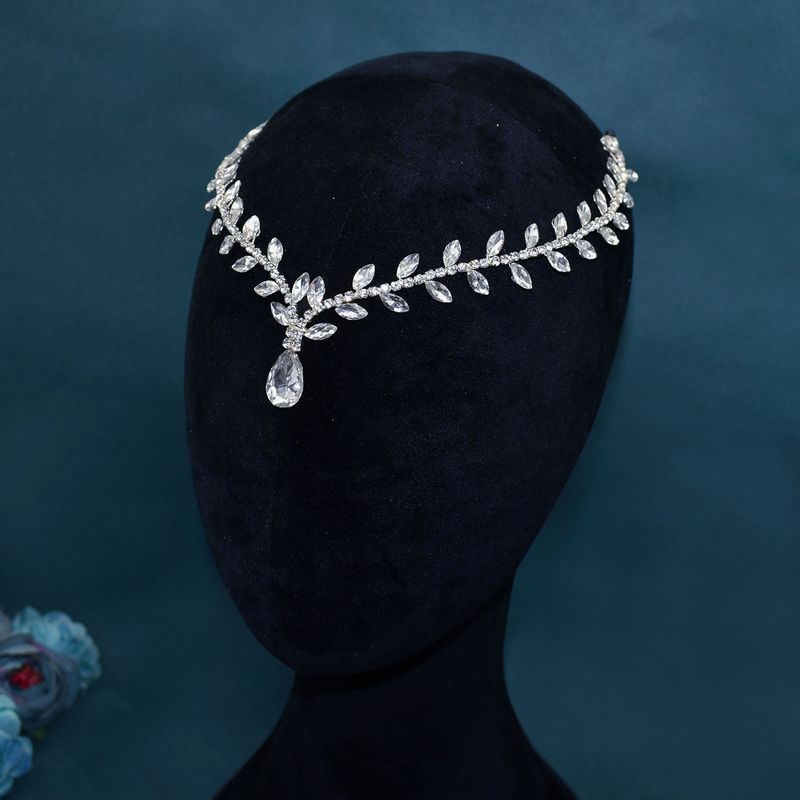 Women's Jewelry Crystal Hair Chain Headpiece For Wedding Bridal Party Accessories Floral Design Silver Gold Wedding Dress Party Accessories_voghion.com