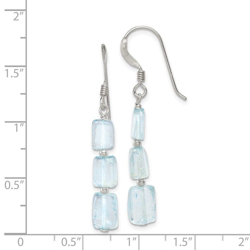 Sterling Silver Polished Rectangular Light Blue Quartz Dangle Earrings_voghion.com