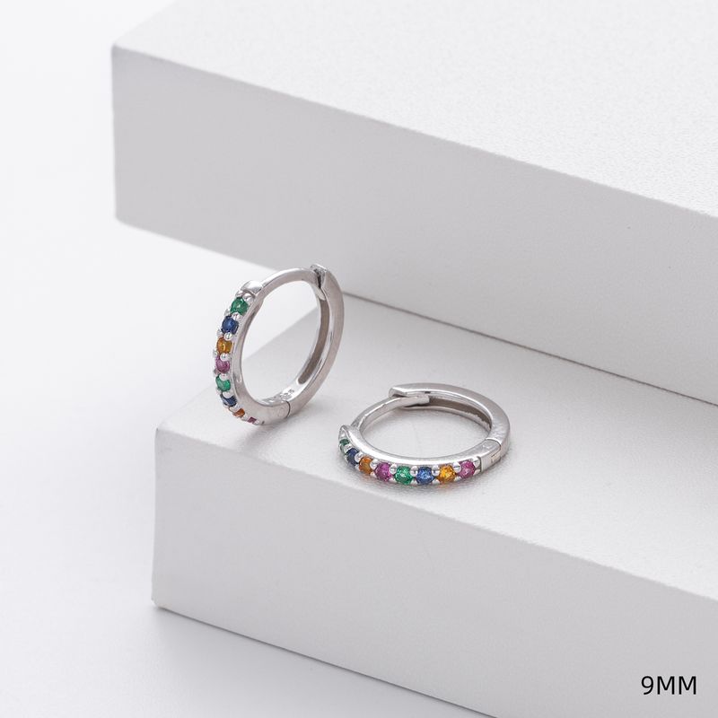 Orecchini a perno da donna in argento sterling S925 con zirconi colorati, orecchini a cerchio classici per cartilagine, design ipoallergenico ed elegante_voghion.com