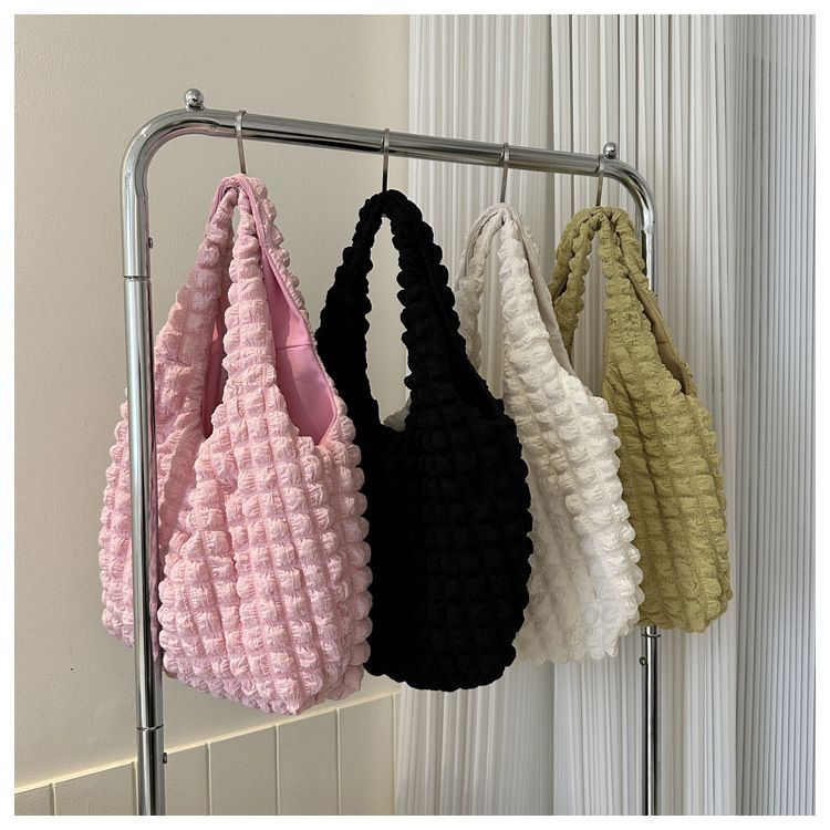 Damen-Tragetaschen, faltbare Luftpolstertasche, Schultertasche für Mädchen, Lunchtasche, große Kapazität, Wolken, Unterarm-Tragetasche_voghion.com