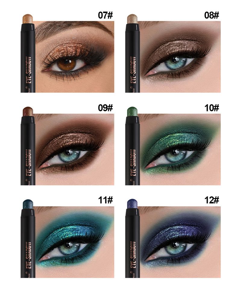 Set di 12 ombretti e illuminanti in stick a doppia estremità - Must-Have di Lazy Makeup, tonalità perlescenti, kit di ombretti professionali_voghion.com