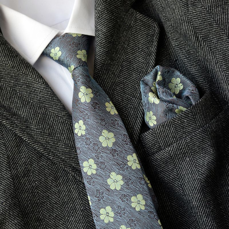Set di cinturini floreali da 8 cm, accessori per camicia e abito, cravatta facile da tirare, fazzoletto da taschino_voghion.com