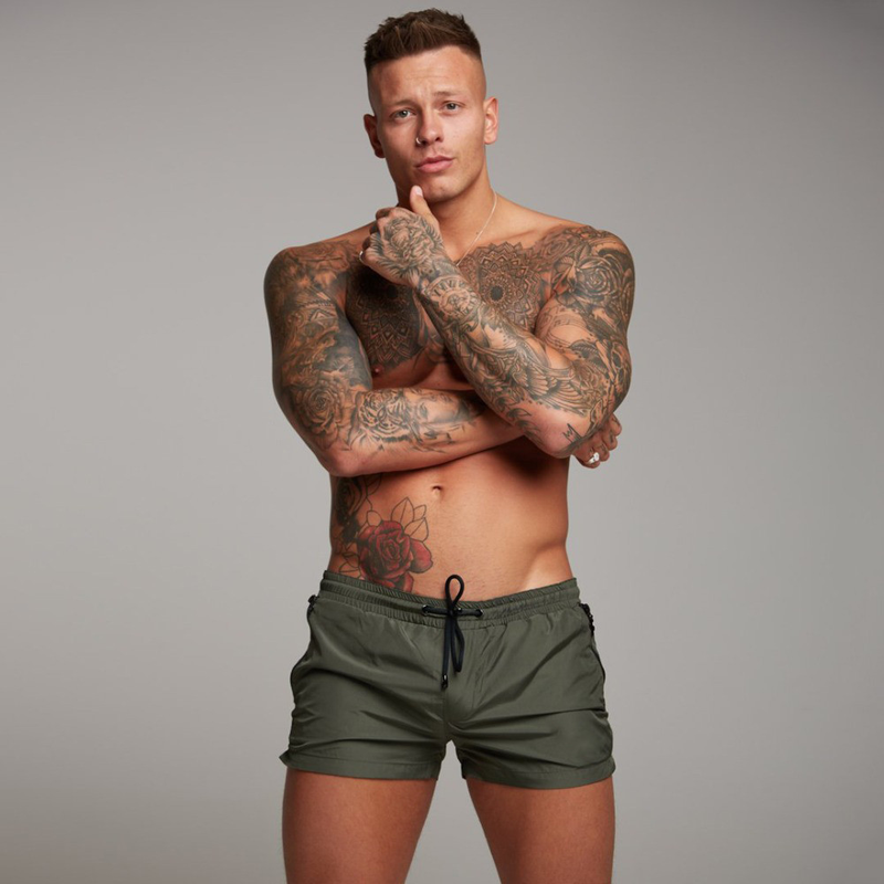 Schnelltrocknende Shorts für Herren – Strand- und Laufshorts für den Sommer, leicht und atmungsaktiv, mit Taschen (Schwarz/Blau, M-Large)_voghion.com