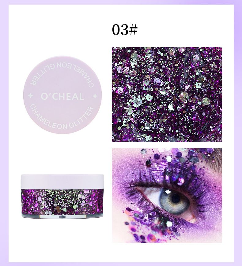 OCHEAL Colorful Sequins Chameleon Eyeshadow Face Sequins Gel Cream Body Face Nightclub Stage Makeup_voghion.com