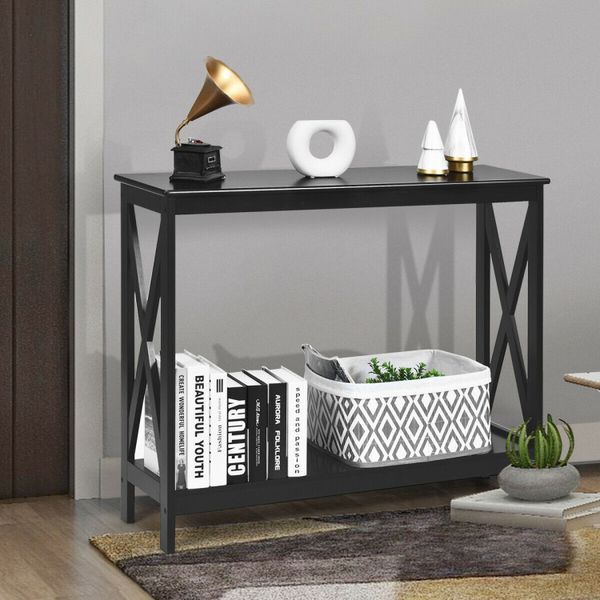 2-Tier Console X-Design Sofa Side Accent Table_voghion.com