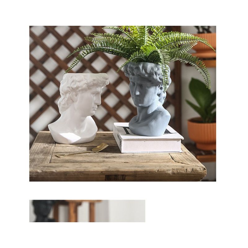 Artistic Portrait David Ceramic Succule Green Radish Head Decoration Arrangeme Home Vase Sculpture Flower Pot_voghion.com