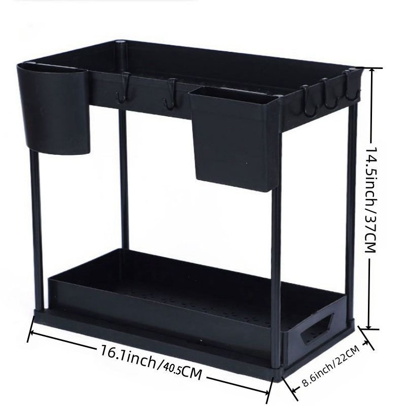 Family Organizer Pull-Out Kitchen 2-Tier Spice Rack & Countertop Storage Shelf For Bathroom Desktop Space-Saving Drawer Cabinet_voghion.com