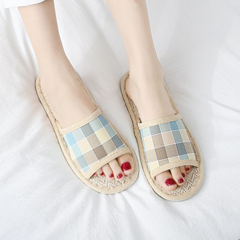 Leinen Sommer Damen Home, Romantisches Paar, Bodensandalen, Mode Vielseitig Freizeit Täglich_voghion.com