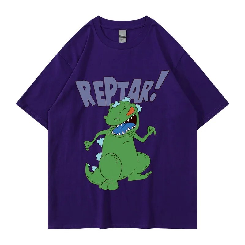 Hip Hop T-Shirten fir Männer, witzeg Cartoon Comics, REPTAR Print, Tops, Summer, Casual, Hipster, High Street, Oversized, Streetwear_voghion.com