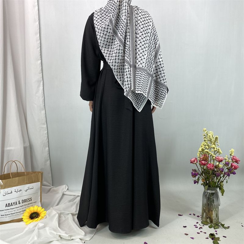 Elegantes muslimisches Abaya-Kleid – schlichtes, lockeres, langes Kleid (atmungsaktives Gewebe – perfekt für den Dubai-/Türkei-Stil)_voghion.com