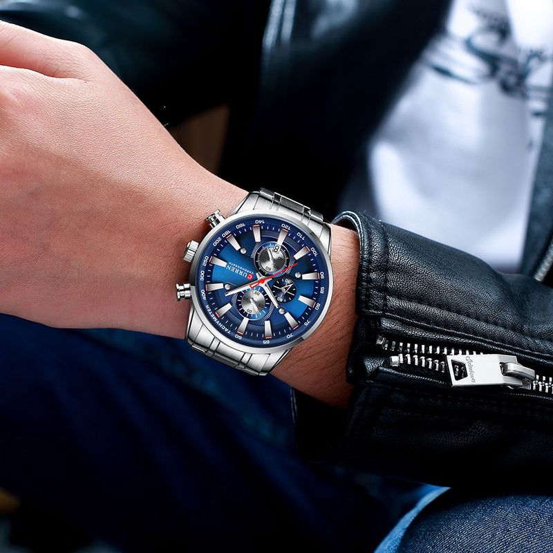 Curren 8351 Herren-Multifunktions-Quarzuhr mit Datumsanzeige, wasserdichte Armbanduhr mit rundem Zifferblatt für Business und Freizeit_voghion.com