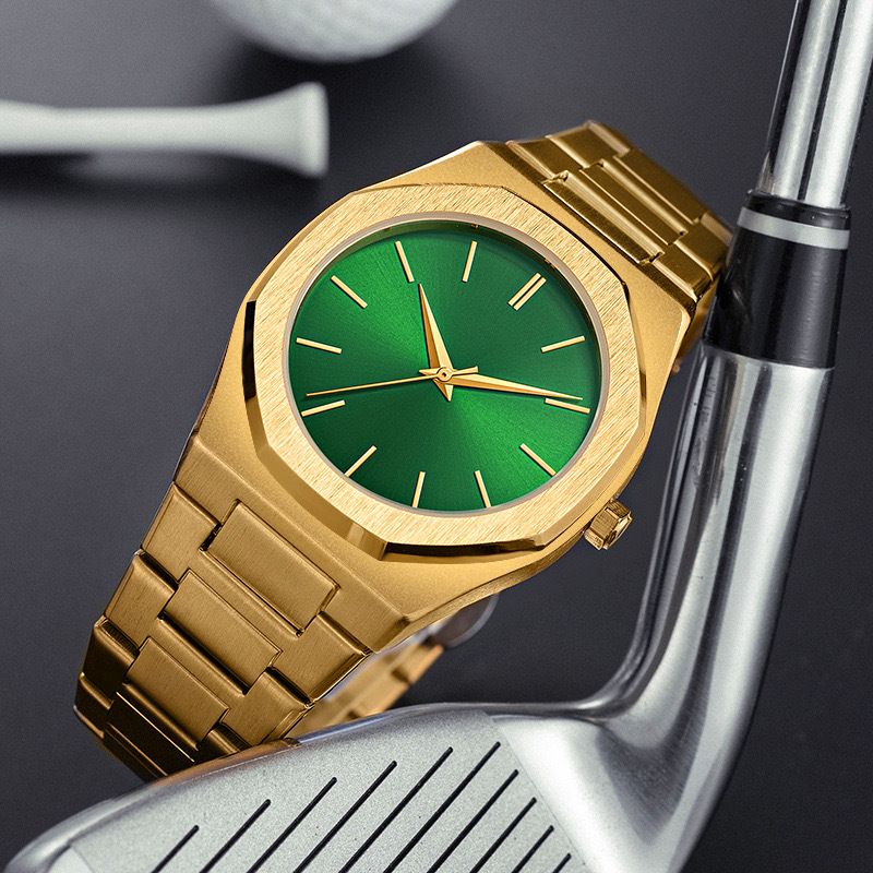 New Men's Waterproof Stainless Steel Butterfly Double Snap Quartz Watch Ultra-Thin Simple Diamond-Shaped Wristwatch_voghion.com