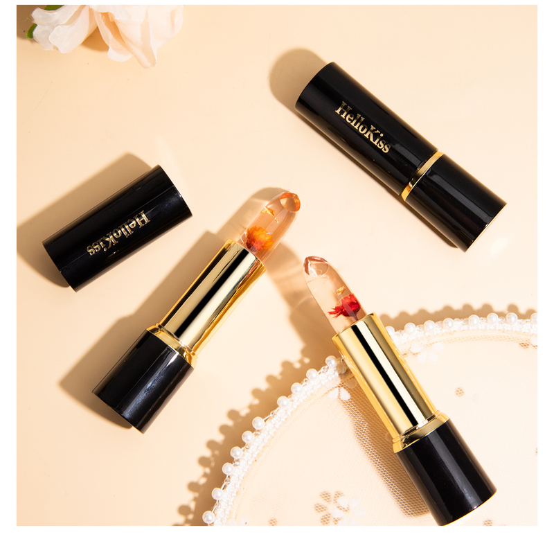 Hellokiss Jelly Flower Lipstick and Moisturizing Make up Coloring Gold Foil Warming lipstick_voghion.com
