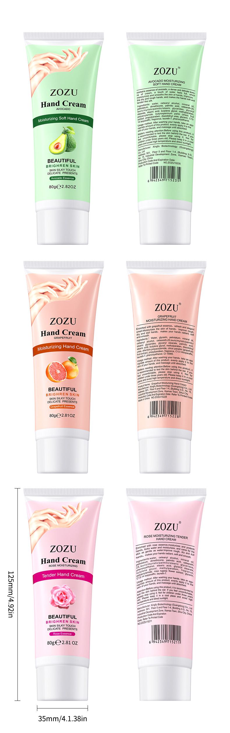 ZOZU Avocado Moisturizing And Softening Hand Cream 80g Moisturizing Moisturizing Anti-Cracking Hand Cream_voghion.com