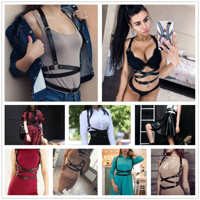 Vrouwen Sexy Jarretels kunstleer Vrouwen Body Bondage Kooi Beeldhouwen Harnas Taille Riem Bandjes Bretels Goth Harajuku Riem_voghion.com