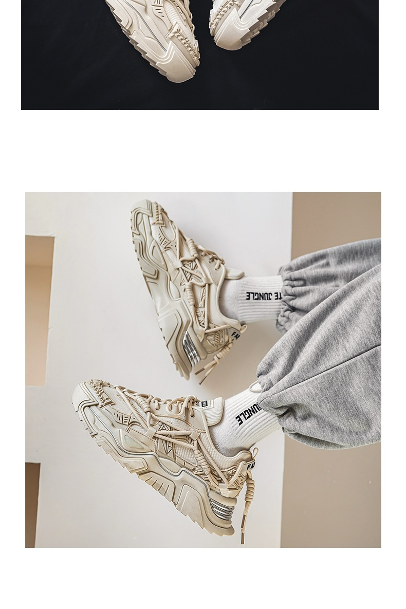 De nye platforms Mech Daddy-sko med tykke såler, forår, ungdom, all-match, skridsikre sportssko, trendy, afslappede, hvide sko_voghion.com