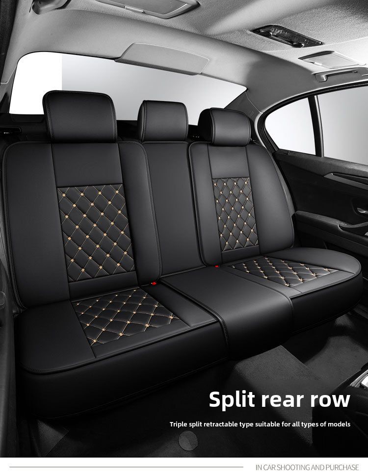 Nueva funda para asiento de coche con diseño de dibujos animados de cabeza de perro universal para las cuatro estaciones con cojín de cuero con diamantes y todo incluido de Crown_voghion.com