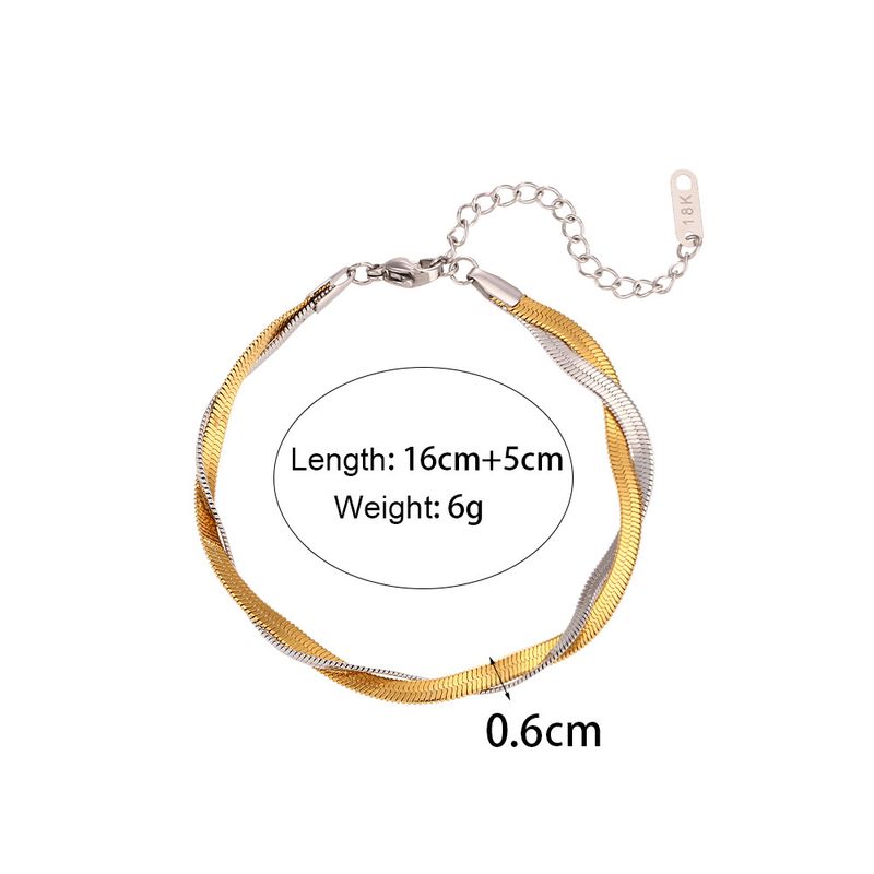 Bijoux pour femmes, design de niche, chaîne de clavicule à deux brins tressée en forme d'arête de poisson, bracelet en acier inoxydable plaqué or K, collier_voghion.com
