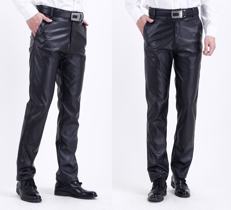 Herrenbekleidung Freizeithosen Wasserdicht Ölbeständig Und Schmutzabweisend Elastische Lose PU-Lederhosen Arbeitsschutzhosen Für Herren_voghion.com