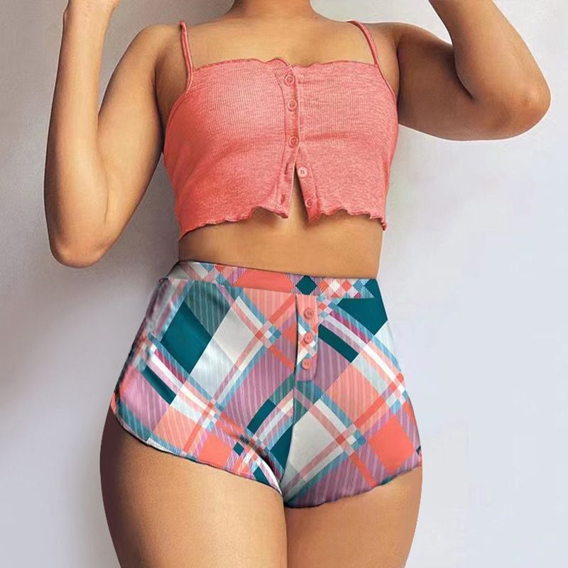 Related High Zipper Button Solid Hot Selling Summer New Sexy Camisole Tops Women's Set Wrinkle Breathable Synonyms_voghion.com