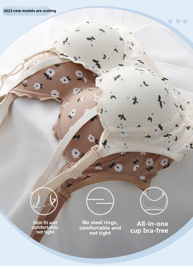 European Summer Romance: Floral Lace Wire-Free Bra - Ultra-Thin, Push-Up & Minimizer For Curvy Figures_voghion.com