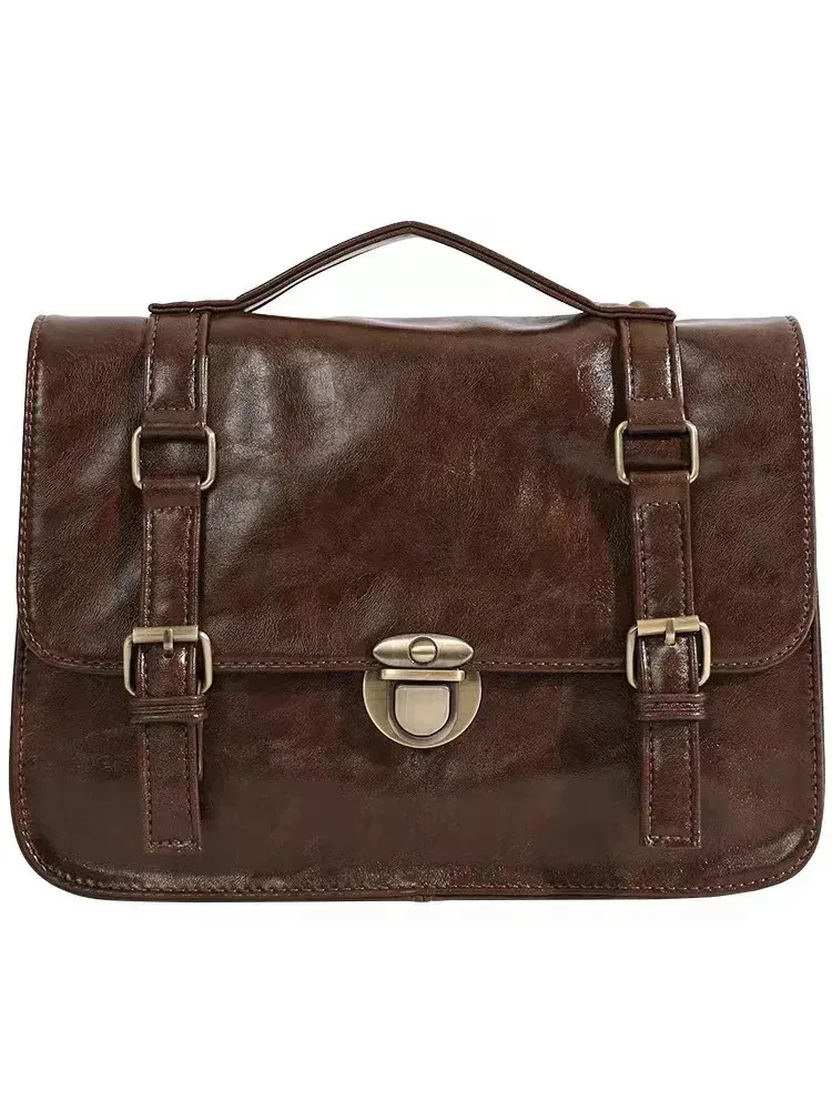 Student Backpack Autumn And Winter Buckle Mailman College Style Class Bag Fashionable Commuting Briefcase Crossbody_voghion.com