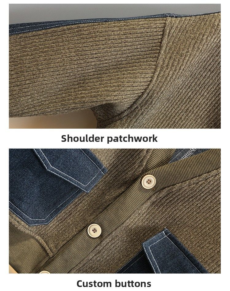 Outfit primavera autunno 2025 Nuovi vestiti alla moda per bambini con colletto rovesciato e patchwork di denim per ragazzi casual_voghion.com