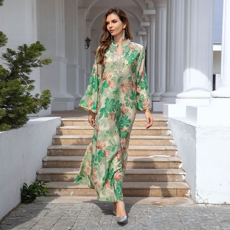 Női ruházat Közel-Kelet Dubai Estélyi Ruha Abaya Muszlim Ruházat Női Hímzett Divat Köntös_voghion.com