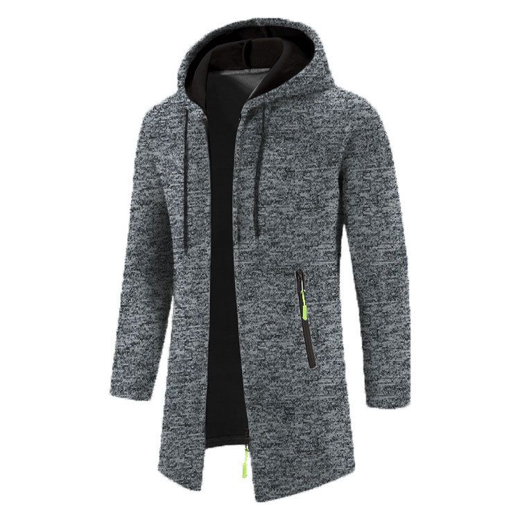 Giacca da uomo con cappuccio, taglia media e lunga, sottile, larga, in felpa, sottile, cardigan lavorato a maglia_voghion.com