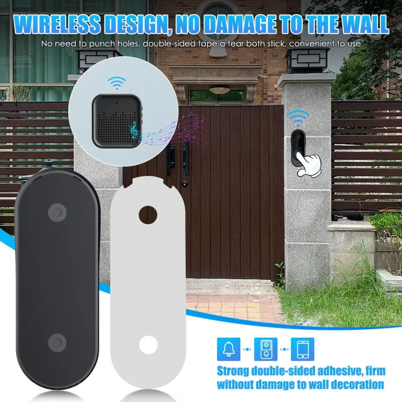 Tuya con paquete inalámbrico Timbre WIFI HD Teléfono exterior Timbre Cámara Seguridad Video Intercomunicador IR_voghion.com