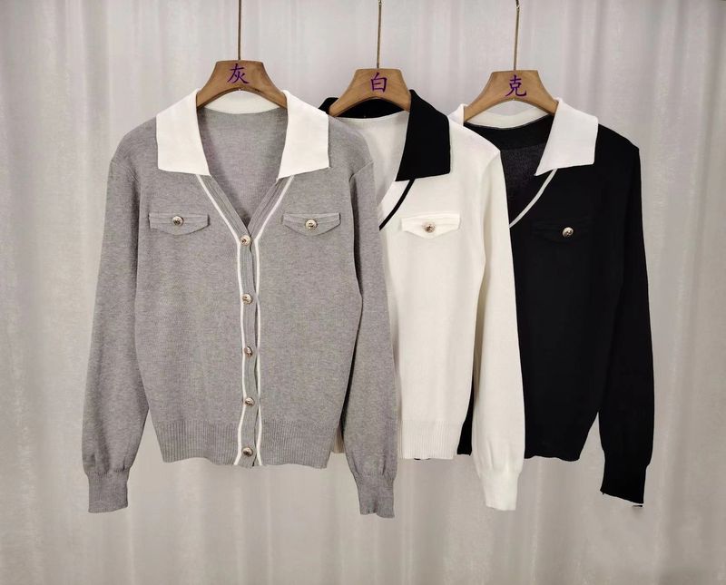 Xiaoxiangfeng Tricoté À Manches Longues Cardigan Pull Femme Intérieur Bas Manteau Tempérament Col V 2024 Automne/Hiver_voghion.com