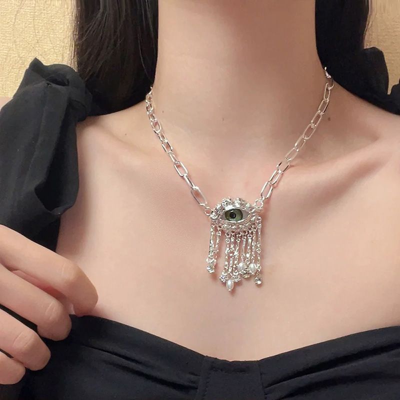 Set di orecchini, collane, accessori per donne, di lusso, di alta qualità, con nappa, perle e occhi demoniaci, vintage e di alta qualità._voghion.com