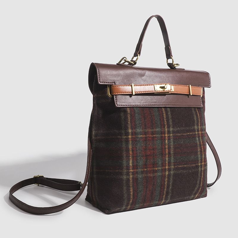 Borsa Melard in lana a quadri, design di nicchia, autunno e inverno 2025, zaino con texture alla moda_voghion.com