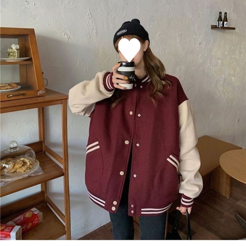 Autumn winter explosive street cardigan women's new style with plush ultra thick baseball jacket Korean version BF loose_voghion.com