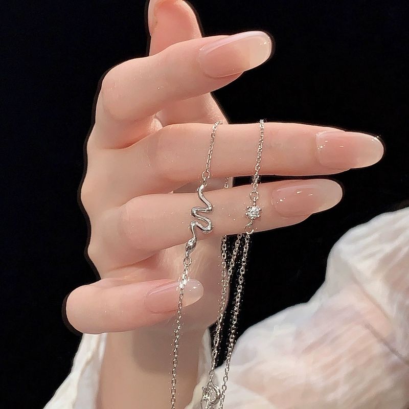 Pulsera de doble capa de circonitas para mujer, única, pequeña, con temperamento simple, estilo chino chic, con serpiente_voghion.com