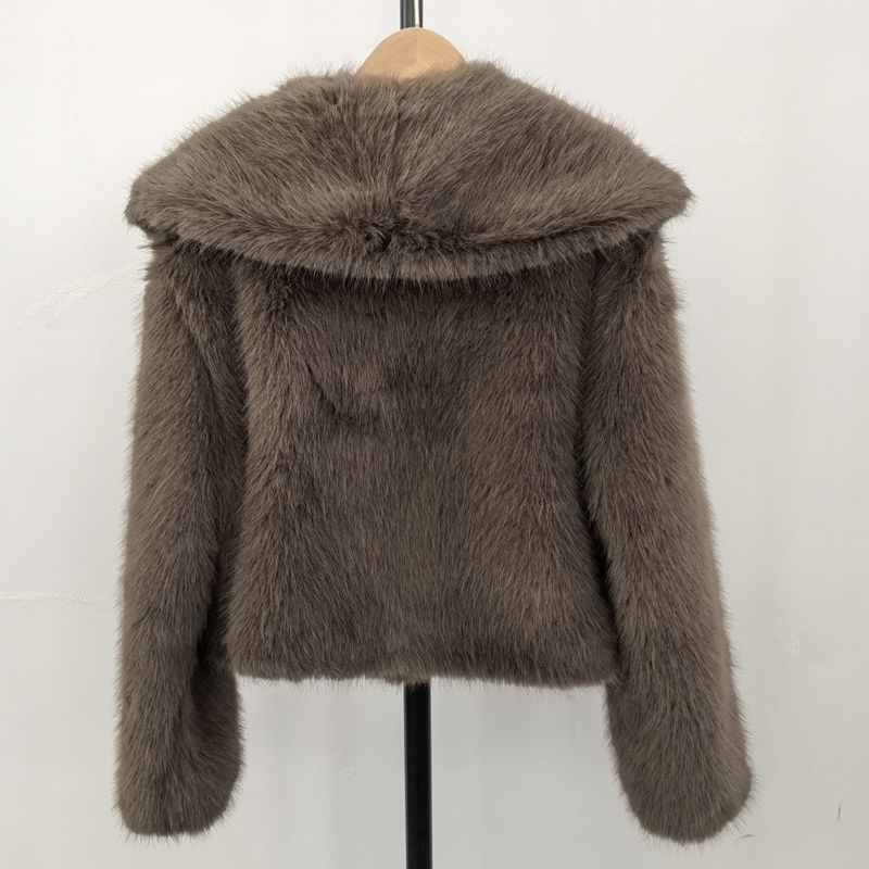 Damenbekleidung Luxus-Fuchspelzmantel, kurze Damenjacke, Wintermode, Kunstpelzmantel mit Lederbesatz, anpassbare Farben und Größen_voghion.com