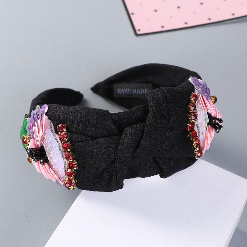 Franséischen Stoff Schleife Broderie Diamant Kappband Villsäitegt Séiss Danzparty Runway Kappschmuck_voghion.com