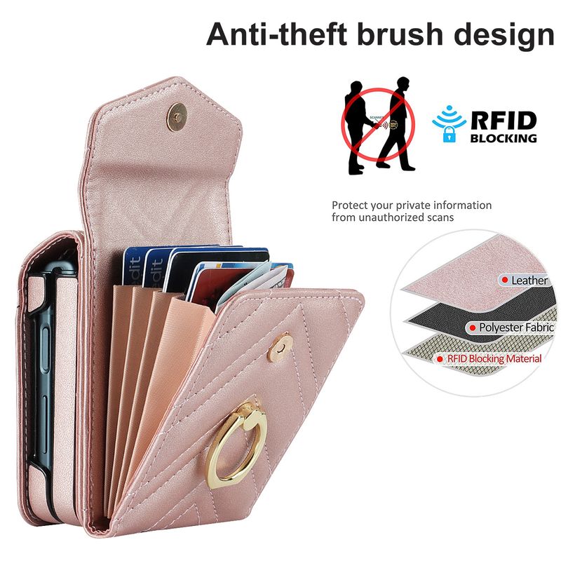 Suitable for the new Samsung ZFlip3 oblique organ mobile phone case folding ZFlip4 small fragrance ring mobile phone leather case_voghion.com