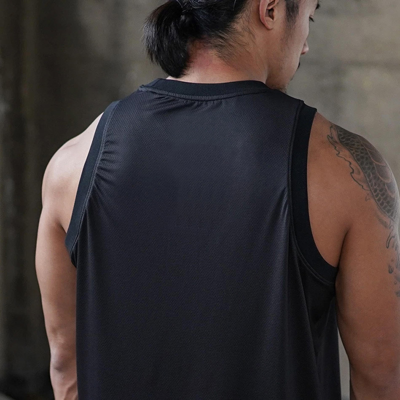 Canotta fitness da uomo muscolosa, abbigliamento traspirante in rete ad asciugatura rapida, canotta elastica senza maniche_voghion.com