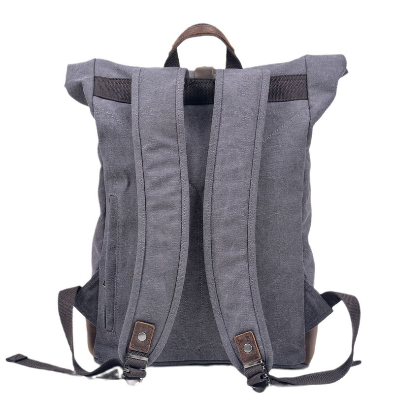 2025s Washed Canvas Large Capacity Roll-Top Expandable Backpack Men's Outdoor Hiking Bag_voghion.com