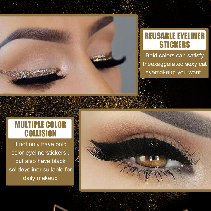Novo delineador autoadesivo com glitter, sombra para pálpebras duplas, cílios postiços à prova d'água, adesivos de maquiagem para os olhos para festas_voghion.com